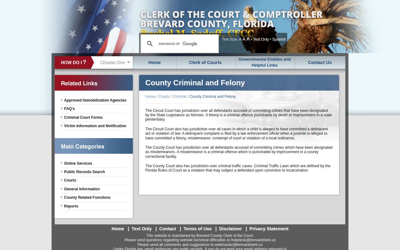 Brevard juvenile court route for detention release records