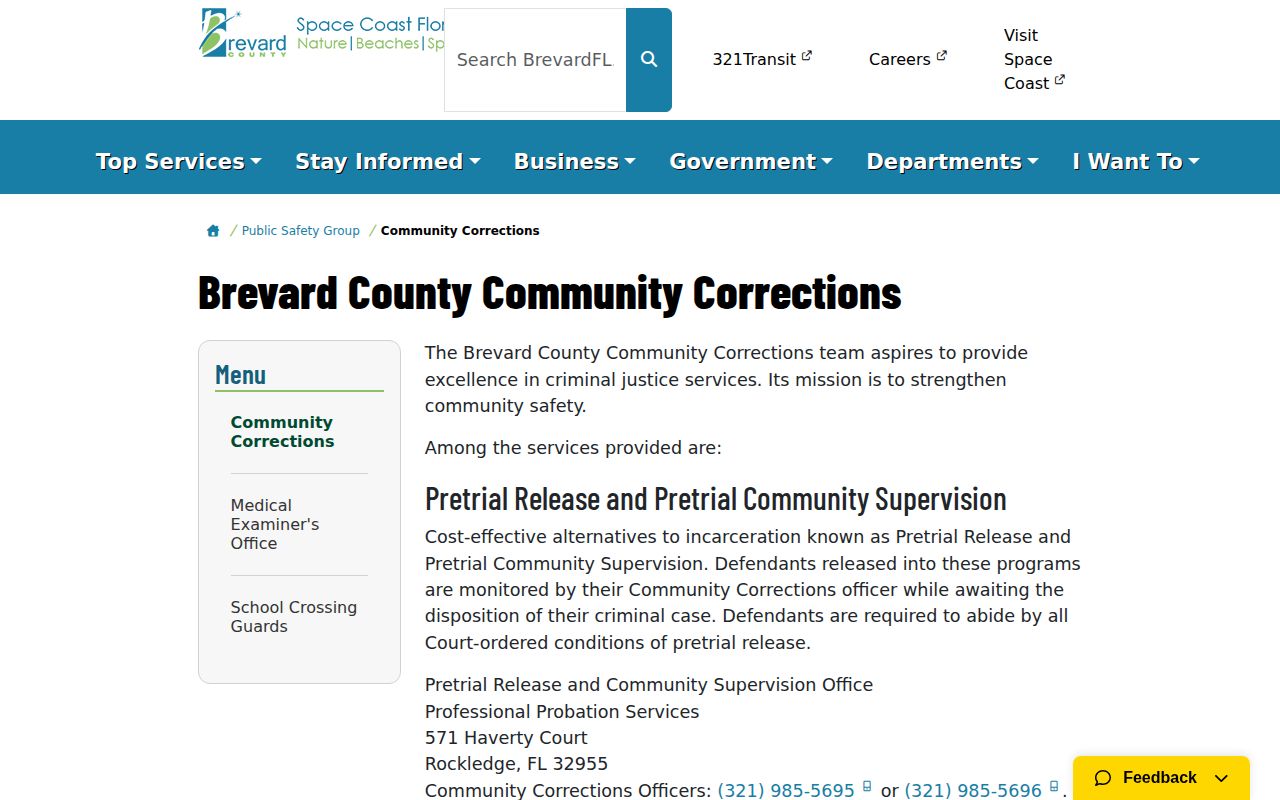 Brevard Community Corrections pretrial supervision and Jail Oversight contacts