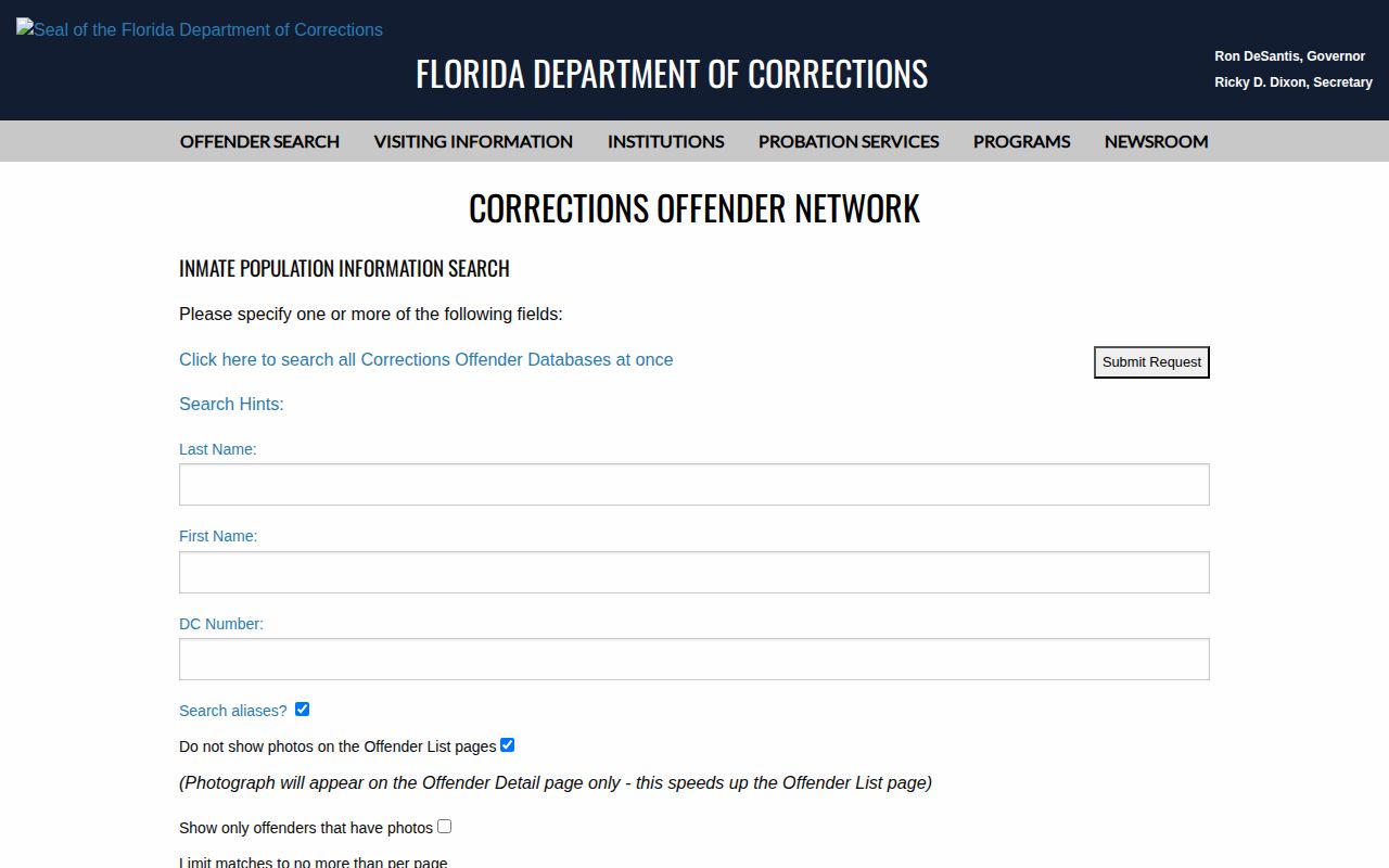Current FDC inmate search for a Brevard County projected release date