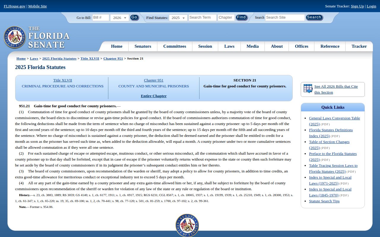 Brevard County jail projected release and county gain-time statute