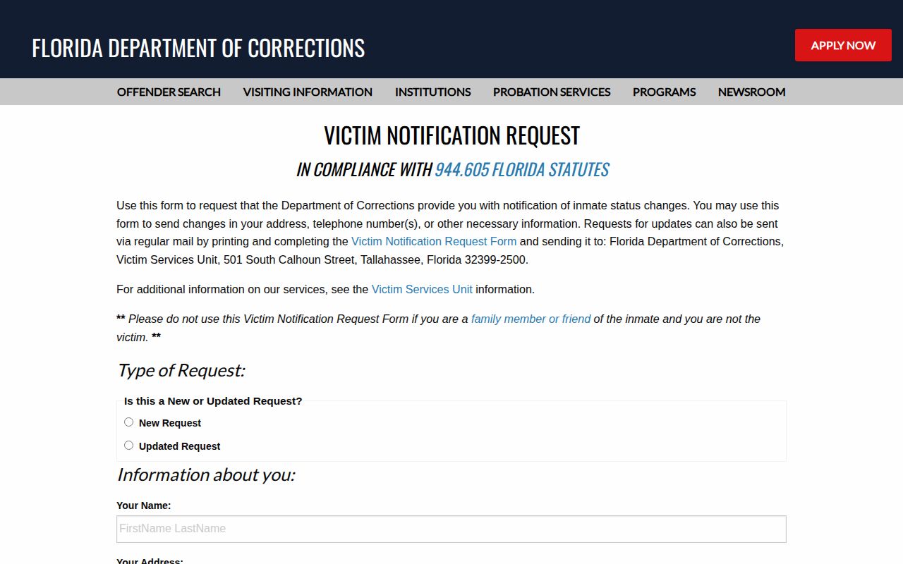 Brevard County VINELink release alerts through FDC Victim Services